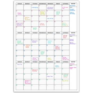 Large Dry Erase Calendar for Wall - 3 Month Vertical Wall Calendar, Blank Reusable Monthly Quarterly Calendar Planner Undated, 27.8" x 41" Whiteboard Calendar, Laminated Organizer for Home, Office