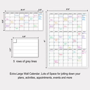 Large Dry Erase Calendar for Wall - 3 Month Vertical Wall Calendar, Blank Reusable Monthly Quarterly Calendar Planner Undated, 27.8" x 41" Whiteboard Calendar, Laminated Organizer for Home, Office