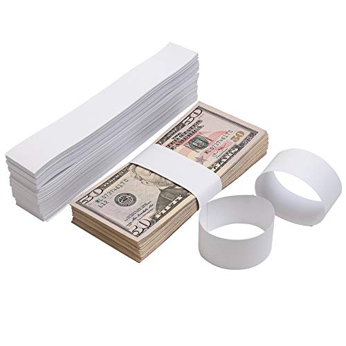 NATURALABEL 300 White Kraft Currency Straps Self Adhesive Money Bands for Bills