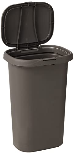 Rubbermaid Spring Top Kitchen Bathroom Trash Can with Lid, 13 Gallon Gray Plastic Garbage Bin, 49.2-liter