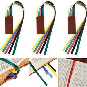 3 pieces bible ribbon bookmark ribbon markers artificial leather bookmark with colorful ribbons for books