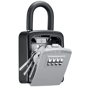 puroma key lock box, 4-digit combination key storage lockbox, portable wall mounted security lockbox for home, flats, realtors garage spare keys (1 pack)
