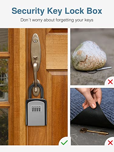 Puroma Key Lock Box, 4-Digit Combination Key Storage Lockbox, Portable Wall Mounted Security Lockbox for Home, Flats, Realtors Garage Spare Keys (1 Pack)