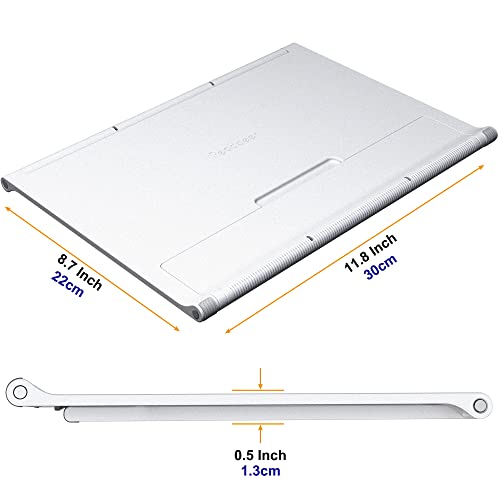 Readaeer Portable Book Stand Free Angle Adjustable Book Holder for Thick Textbook Collapsible Lightweight Book Rest (White)