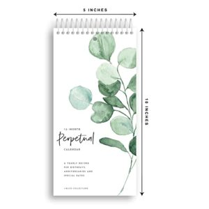 Bliss Collections Perpetual Calendar, Important Dates to Remember, Greenery Monthly and Daily Wall Hanging Organizer for Important Dates, Birthdays, Anniversaries and Special Days, 5"x10" (12 Sheets)