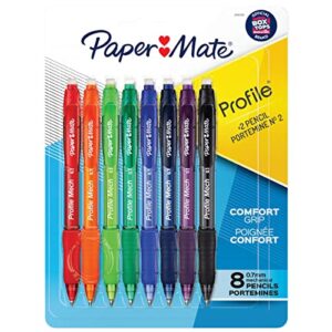 paper mate profile mech mechanical pencil set, 0.7mm #2 pencil lead, great for home, school, office use, assorted barrel colors, 8 count