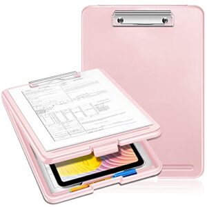 sithon nursing clipboard with storage, lightweight portable writing clipboard with compartment organizer for nurse doctor medical professionals teachers students sales coach school office (pink)