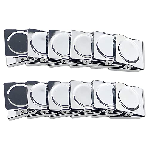 Ogrmar Metal Clip 1.2"-12 Pack Refrigerator Whiteboard Wall Magnetic Memo Note Clip Metal Clip (1.2")