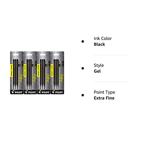 Pilot FriXion Point Erasable Gel Ink Refills, Extra Fine Point, 0.5mm, Black Ink, 12 Refills