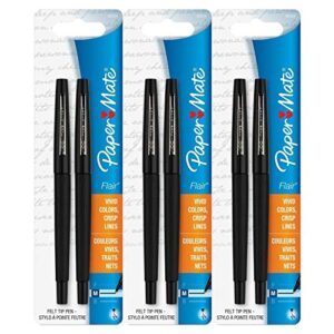 paper mate flair porous felt tip pens, medium point, black ink (6 count)