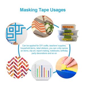Colored Masking Tapes, 7PCS Arts Rainbow Labelling Masking Tape Fun Supplies Kit for Kids and Adults, Painters Tapes for Crafts, School Projects, Party Decorations and More (0.4 Inch, 12 yd)