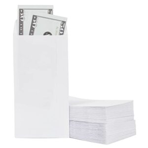 100 pack small money envelopes for cash, coins, banks, currency, and budgeting (white, 3.5 x 6.5 in)