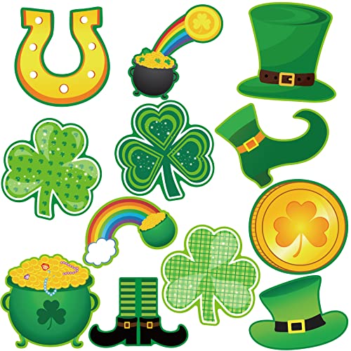 48pcs St. Patrick's Day Cutouts Shamrock Clover Cut-Outs for Classroom Bulletin Board Decorations