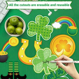 48pcs St. Patrick's Day Cutouts Shamrock Clover Cut-Outs for Classroom Bulletin Board Decorations