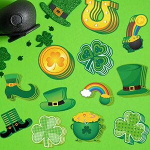 48pcs St. Patrick's Day Cutouts Shamrock Clover Cut-Outs for Classroom Bulletin Board Decorations