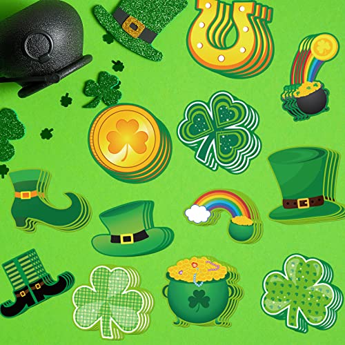 48pcs St. Patrick's Day Cutouts Shamrock Clover Cut-Outs for Classroom Bulletin Board Decorations