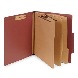 blue summit supplies 10 red classification folders, 3 dividers, letter size with 2 inch tyvek expansions, 8 section brick red classification folder, 10 pack