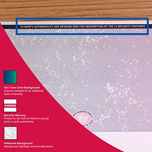 DocuGard Blue/Red Prismatic Top Check, 8.5 x 11 Inches, 24 lb, 500 Sheets, 1 Check Per Sheet (04532)