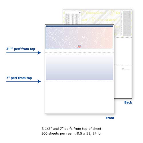 DocuGard Blue/Red Prismatic Top Check, 8.5 x 11 Inches, 24 lb, 500 Sheets, 1 Check Per Sheet (04532)