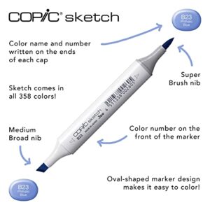 Copic Sketch Alcohol Marker 5 Colors + Multiliner SP Set, Sketching Grays