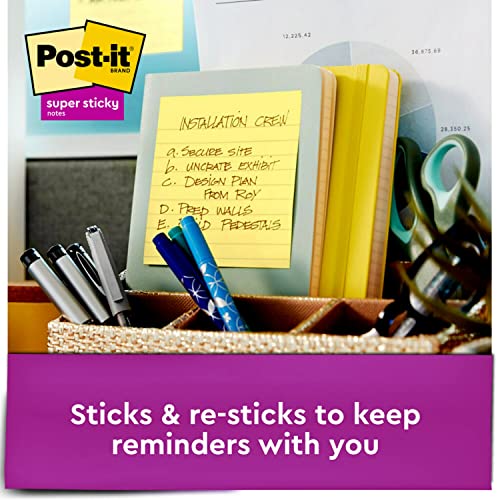 Post-it Super Sticky Pop-up Notes, 4 in x 4 in, 5 Pads, 2x the Sticking Power, Canary Yellow, Recyclable (R440-YWSS)