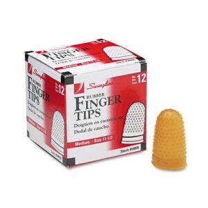 swingline products – swingline – rubber finger tips, size 11 1/2, medium, amber, 12/pack – sold as 1 dozen – tough, tips last a long time. – surface nubs ensure positive grip. – extra thick material at tip for longer wear. – high grade rubber for added du