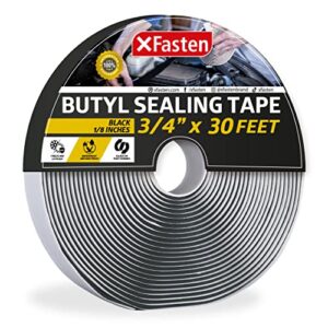 butyl sealing tape, black, 1/8-in x 3/4-in x 30-foot plumbers putty tape, rv sealant tape, butyl rubber for boat sealing, edpm butyl tape rv – xfasten