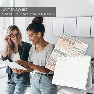 Aesthetic Small Desk Calendar 2023 with Stickers - Runs until June 2024 - Beautiful 6" x 8" Flip Desktop Calendar for Easy and Effective Organizing