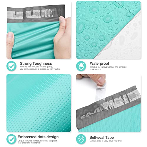 Fuxury Poly Mailers 10x13 Inch Shipping Bags for Clothing Embossed Dots Design Shipping Envelopes Waterproof Mailing Envelopes Self Seal Mailers Poly Bags Durable Package Bags Teal