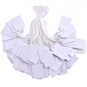 brothersbox price tags with string attached, 500pcs white smooth surface marking merchandise strung tag writable label small hang tag for pricing gift jewelry clothing 1.375 x 0.875 inch