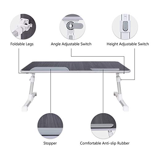 NEARPOW Laptop Bed Tray Table, Adjustable Laptop Bed Stand, Portable Standing Table with Foldable Legs, Foldable Lap Tablet Table for Sofa Couch Floor - Medium Size