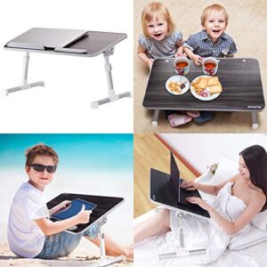 NEARPOW Laptop Bed Tray Table, Adjustable Laptop Bed Stand, Portable Standing Table with Foldable Legs, Foldable Lap Tablet Table for Sofa Couch Floor - Medium Size