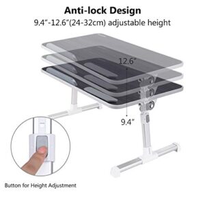 NEARPOW Laptop Bed Tray Table, Adjustable Laptop Bed Stand, Portable Standing Table with Foldable Legs, Foldable Lap Tablet Table for Sofa Couch Floor - Medium Size