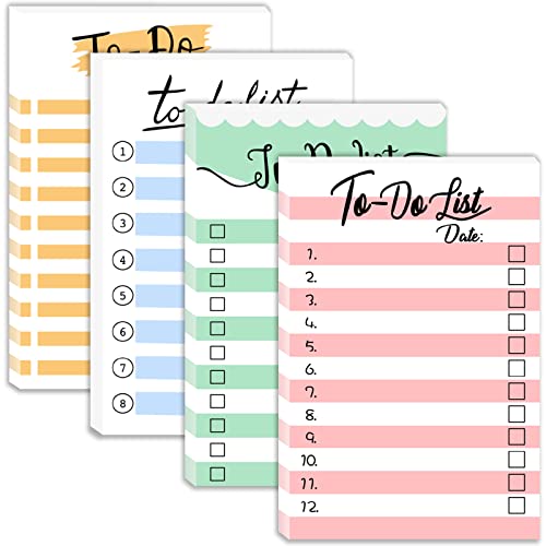 SIMPWAY to Do List Notepad, 200 Sheets 4.0 x 6.0 Inches to Do List Planner Sticky Notes, Grocery List, Reminders, Suitable for Work Planner, Daily to-do List Planner, Academic Planner, 4 Cute Designs