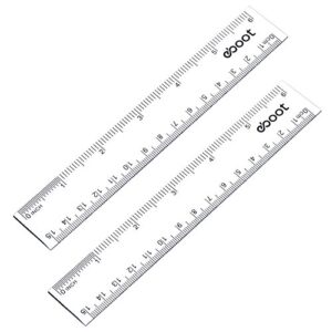 2 pack plastic ruler straight ruler plastic measuring tool for student school office (clear, 6 inch)