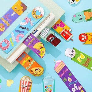 36 Pieces Scented Bookmarks Fruit Scratch and Sniff Bookmarks Fun Book Marks Classroom Bookmarks Colorful Chocolate Popcorn Donut Dessert Bookmarks for Kids Teenagers School Office Home, 12 Styles