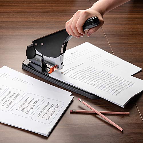 Amazon Basics Effortless Heavy Duty Stapler, 210 Sheet High Capacity, Large Office Stapler with 1000 Staples, Black