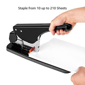 Amazon Basics Effortless Heavy Duty Stapler, 210 Sheet High Capacity, Large Office Stapler with 1000 Staples, Black