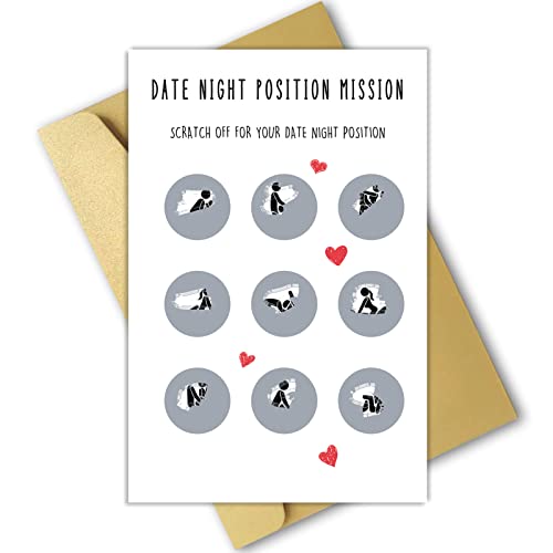 Naughty Date Night Scratch Off Card, Funny Valentines Day Card for Him, Cheeky Anniversary Card for Husband, Date Night Position Mission Card