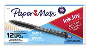 paper mate inkjoy 300rt retractable ballpoint pens, medium point, black, 12 count