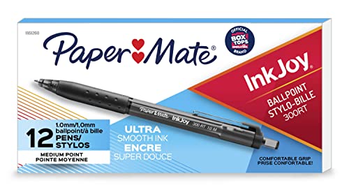 Paper Mate InkJoy 300RT Retractable Ballpoint Pens, Medium Point, Black, 12 Count