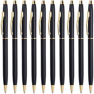 cambond black pens, ballpoint pen bulk black ink 1.0 mm medium point smooth writing black and gold pens for men women police uniform office business, 10 pack (black)