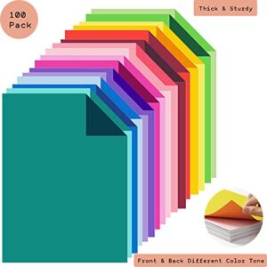 Livholic 100 Pack Heavy Colored Paper Cardstock Front Back Different Color Codes Colorful Cardstock 250GSM for DIY Art, Scrapbook, Paper Crafting,School Supplies (100)