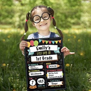 Beautiful First and Last Day of School Board Signs Set of 12 - Reversible 12" x 9" Back to School Cards for Lasting Memories - Perfect Photo Prop Chalkboard Prints for Kindergarten and School