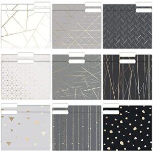 eoout 18 pack decorative file folders, geometric gold, black&grey, letter size colored file folders, 9.5 x 11.5 inches, for office, school, home