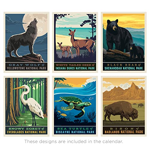 Americanflat 12 Month 2023 Calendar - National Park Wildlife Design - Monthly Format Large Wall Calendar - Hanging Wall Planner 10x26 Inches When Open