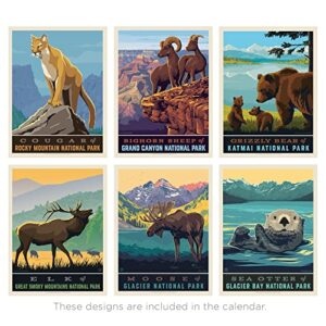 Americanflat 12 Month 2023 Calendar - National Park Wildlife Design - Monthly Format Large Wall Calendar - Hanging Wall Planner 10x26 Inches When Open