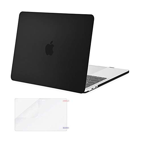 MOSISO Compatible with MacBook Pro 13 inch Case M2 2023, 2022, 2021-2016 A2338 M1 A2251 A2289 A2159 A1989 A1708 A1706 with/Without Touch Bar, Plastic Hard Shell&Screen Protector, Black