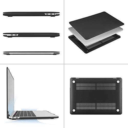 MOSISO Compatible with MacBook Pro 13 inch Case M2 2023, 2022, 2021-2016 A2338 M1 A2251 A2289 A2159 A1989 A1708 A1706 with/Without Touch Bar, Plastic Hard Shell&Screen Protector, Black