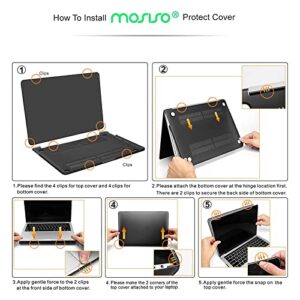 MOSISO Compatible with MacBook Pro 13 inch Case M2 2023, 2022, 2021-2016 A2338 M1 A2251 A2289 A2159 A1989 A1708 A1706 with/Without Touch Bar, Plastic Hard Shell&Screen Protector, Black